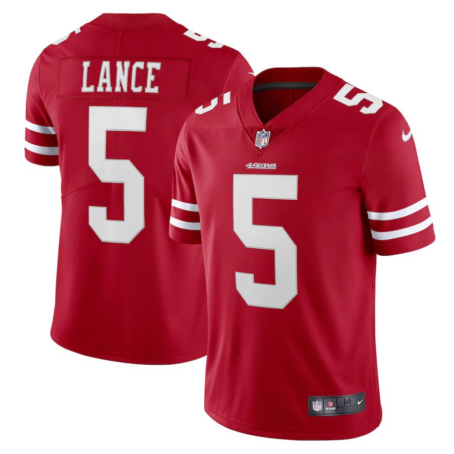 Men San Francisco 49ers #5 Trey Lance Nike Scarlet Vapor Limited NFL Jersey